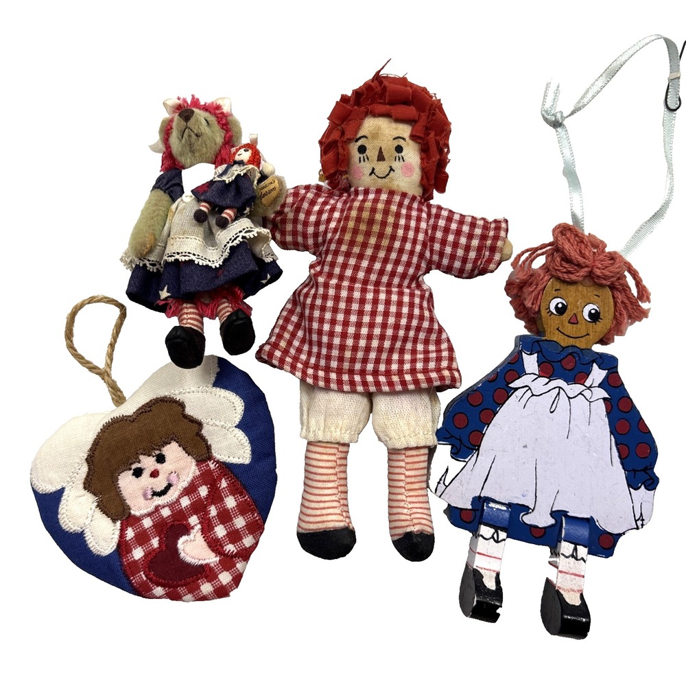 Lot 4 Raggedy Ann Figurines Christmas Ornaments Kurt Adler And Mixed Lot